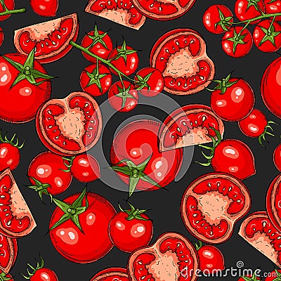 Tomato seamless pattern Vector Illustration