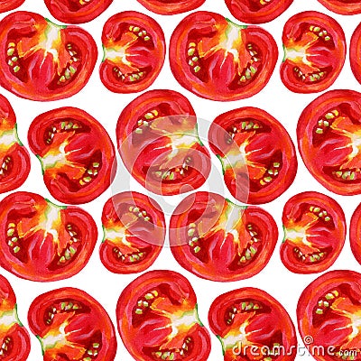 Tomato seamless watercolor pattern. Stock Photo