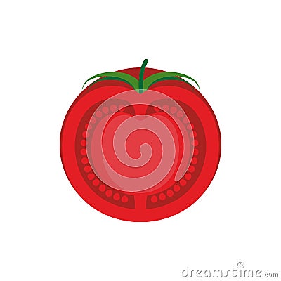 Tomato slice isolated. Red juicy vegetables on white background Vector Illustration