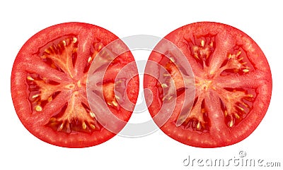 Tomato slice isolated on white background Stock Photo