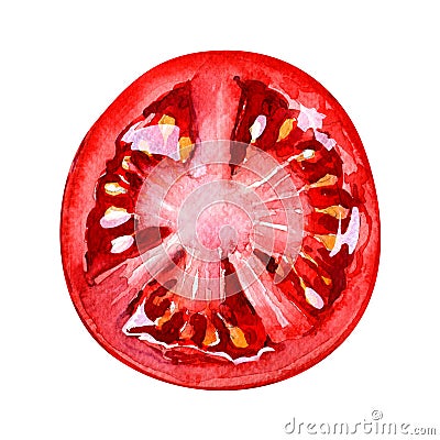 Tomato slice isolated on white background, top view Stock Photo