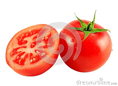 Tomato and tomato slice isolated Stock Photo