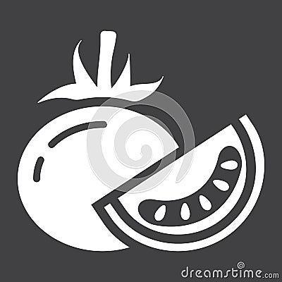 Tomato solid icon, vegetable and diet Vector Illustration