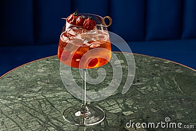 Tomato sprits cocktail on bar counter table Stock Photo
