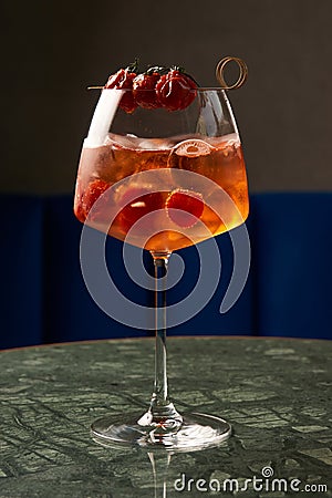 Tomato sprits cocktail on bar counter table Stock Photo