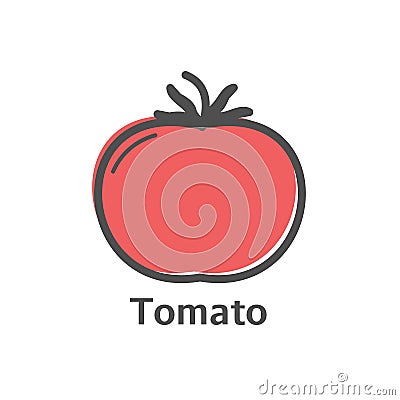 Tomato thin line icon. Isolated vegetables linear style for menu, label, logo. Simple vegetarian food sign Stock Photo