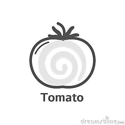 Tomato thin line vector icon. Isolated vegetables linear style for menu, label, logo. Simple vegetarian food sign Vector Illustration