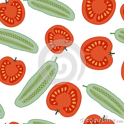 Tomatoes and cucumbers Vector Illustration