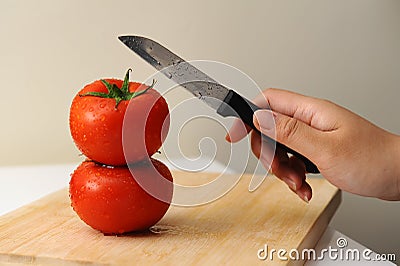 Tomatoes cut Stock Photo