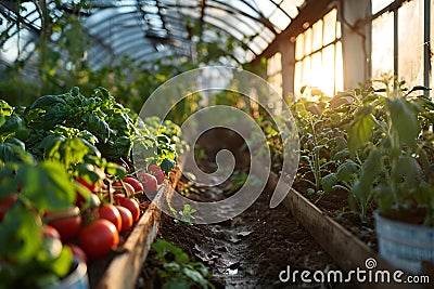 Tomatoes greenhouse, Industrial greenhouse to grow tomatoes Stock Photo
