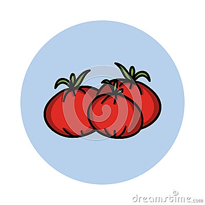 Tomatoes Hand Drawn Icon. Cartoon Vegetable. Healthy Vegetarian Product. Fresh Farm Market Vegetable. Vector Illustration