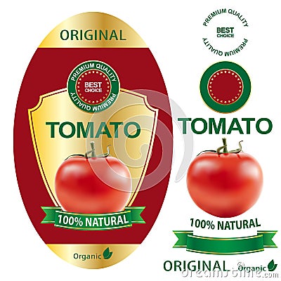 Tomatoes label. Elegant premium banner design for packaging Vector Illustration
