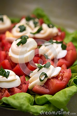 Tomatoes and mayonnaise Stock Photo