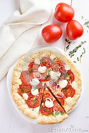 Tomatoes pie, top view Stock Photo