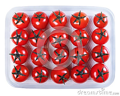 Tomatoes in a plastic container Stock Photo