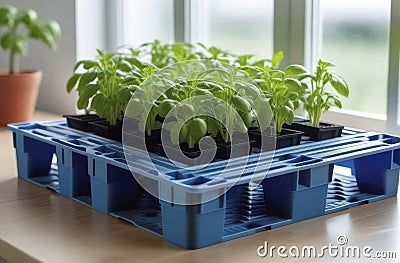 Tomatoes seedlings on a grey background. Young tomato pepper sprouts in pots Stock Photo