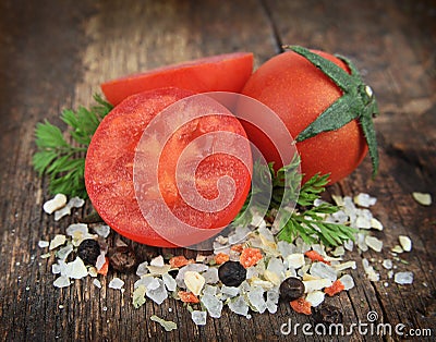 Tomatoes with spice Stock Photo