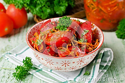 Tomatoes in a spicy marinade Stock Photo