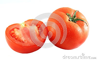 Tomatoes sprinkled with water Stock Photo