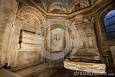 Tomb of the cardinals Cristoforo and Domenico della Rovere 1479. Santa Maria del Popolo Church Stock Photo