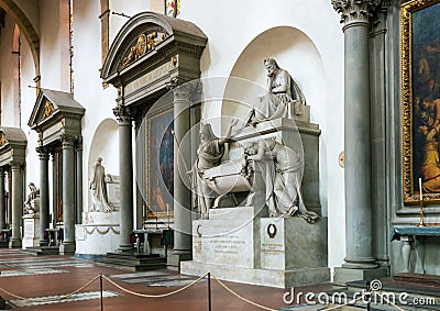 Tomb of Dante in the Basilica of Santa Croce in Fl Editorial Stock Photo