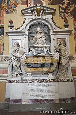 Tomb of Galileo Galilei in the Basilica of Santa Croce, Florence, Italy, Europe Editorial Stock Photo