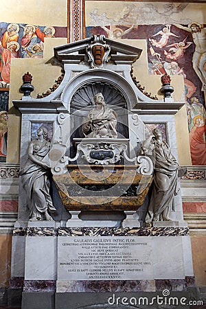 Tomb of Galileo Galilei in Santa Croce basilica, Florence Editorial Stock Photo