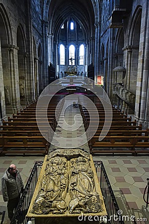 Tomb of Holy Emperor St. Henry II and Empress St. Cunigunde in Cathedral in Bamberg, Franconia, Germany. November 2014 Editorial Stock Photo