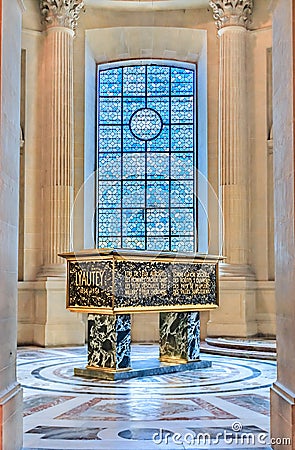 Tomb of Hubert Lyautey, French Army general in Saint Louis Cathedral of Les Invalides in Paris, France `s war heroes burial site Editorial Stock Photo