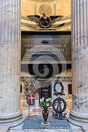 Tomb of King Victor Emmanuel II, Pantheon, Rome, Italy Editorial Stock Photo