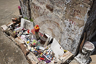 The tomb of Marie Laveau in the St. Louis Cemetery No. 1 in New Orleans, Louisiana. Editorial Stock Photo