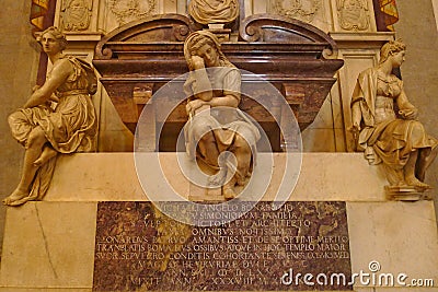 The tomb of Michelangelo at the Basilica di Santa Croce, Florence Editorial Stock Photo