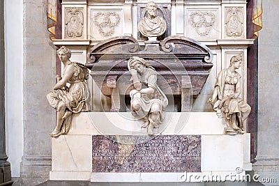 The tomb of Michelangelo at the Basilica of Santa Croce in Florence Stock Photo