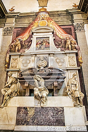 Tomb of Michelangelo Buonarroti in Basilica di Santa Croce, Florence Stock Photo