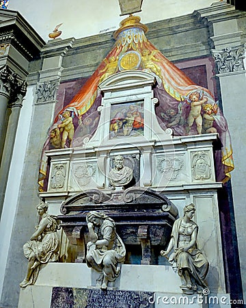 Tomb of Michelangelo, Santa Croce, Florence Editorial Stock Photo