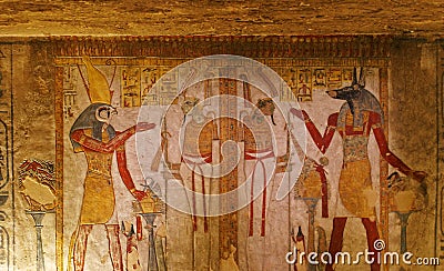 Tomb painting in the Valley of the Kings Stock Photo