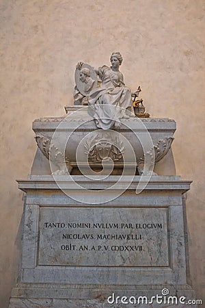 Niccolo Machiavelli tomb in Basilica di Santa Croce, Florence Editorial Stock Photo