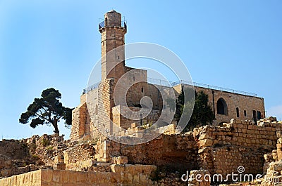 Tomb of Prophet Samuel with minaret Stock Photo