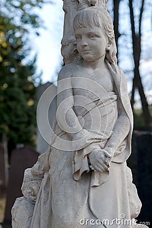 Tomb sculpture of a girl Stock Photo