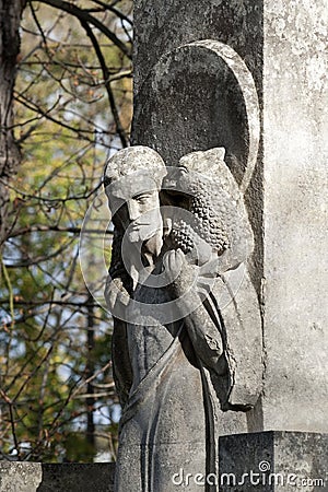 Tomb sculpture of Jesus Christ with lamb Stock Photo