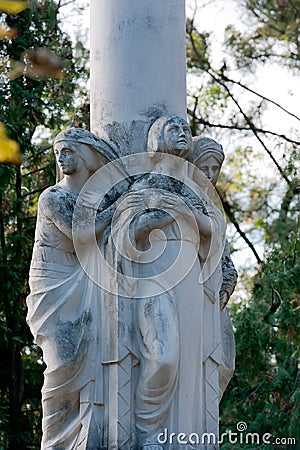 Tomb sculpture of three women Stock Photo