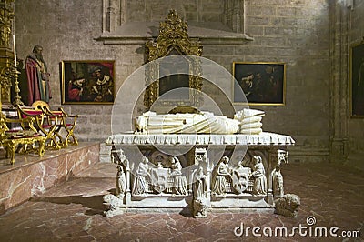 Tomb in the Sevilla Cathedral, Southern Spain Editorial Stock Photo