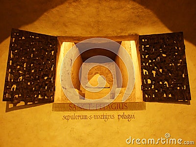 Tomb of St Pelagius in the Crypt or Konstanz Cathedral Stock Photo