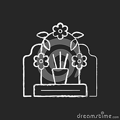 Tomb sweeping day chalk white icon on black background Vector Illustration