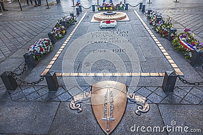 Tomb Unknown French Soldier Arc de Triomphe Paris France Editorial Stock Photo