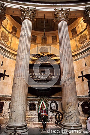 The Tomb of the Victor Emmanuel II in interior of the ancient Pa Editorial Stock Photo