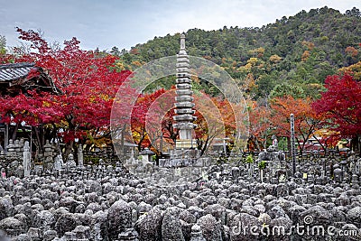 tombs in the temple of Adashino Nenbutsuji Stock Photo