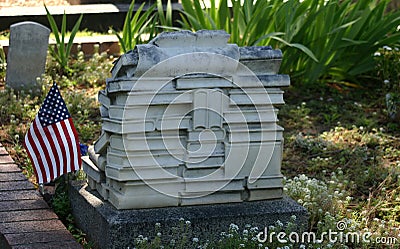 A tombstone carved for an avid reader. Stock Photo