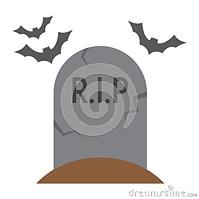 Tombstone flat icon, halloween and scary, grave Vector Illustration