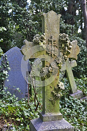 Tombstone in Hampstead Cemetery, London Editorial Stock Photo